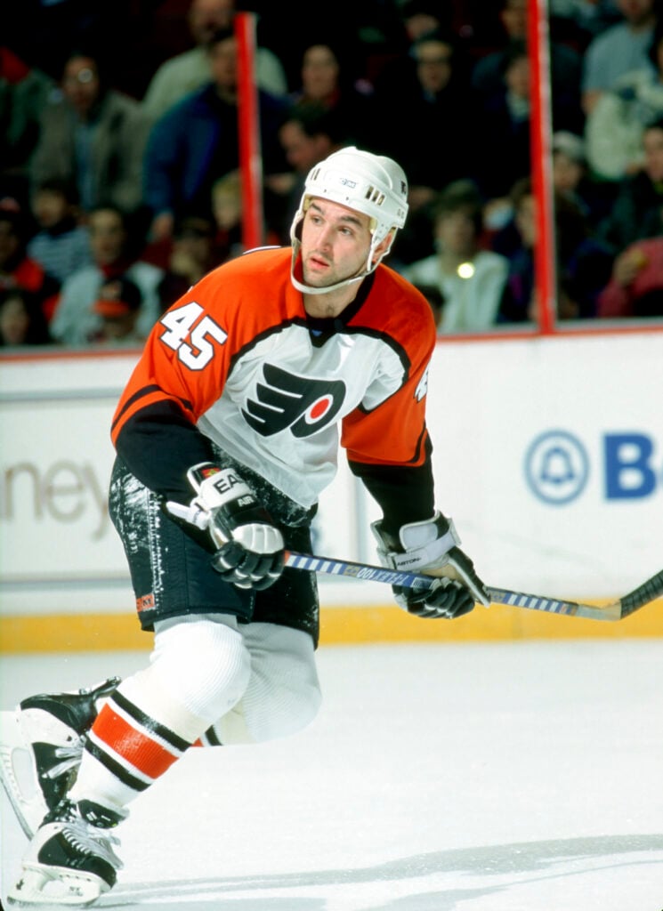 Player Gilbert Dionne of the Philadelphia Flyers